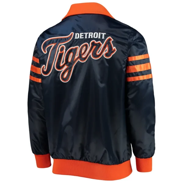 Detroit Tigers The Captain II Full-Zip Satin Navy Varsity Jacke