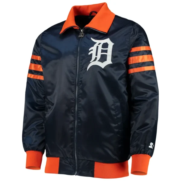 Detroit Tigers The Captain II Full-Zip Satin Navy Varsity Jacket