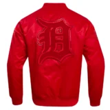 Detroit Tigers Triple Red Full-Snap Satin Varsity Ja