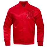 Detroit Tigers Triple Red Full-Snap Satin Varsity Jacket