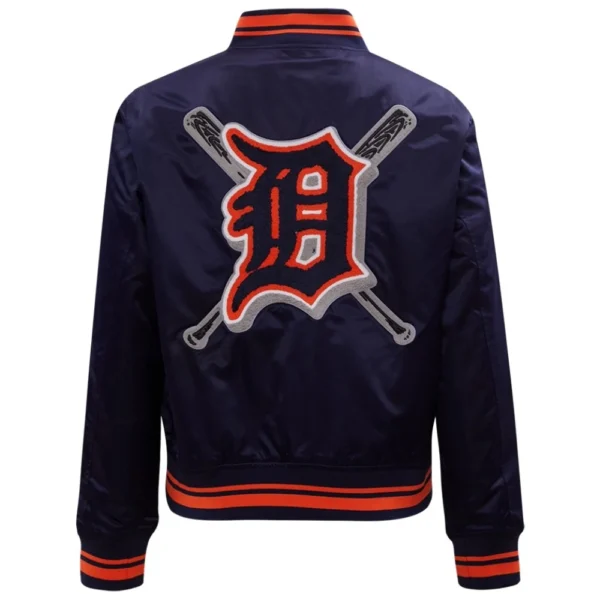 Detroit Tigers Women’s Mashup Full-Snap Rib Satin Varsity Jacke