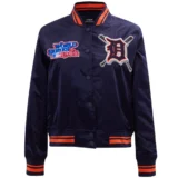 Detroit Tigers Women’s Mashup Full-Snap Rib Satin Varsity Jacket