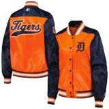 Detroit Tigers Women’s The Legend Full-Snap Orange & Navy Varsity Jack