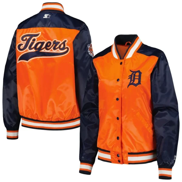 Detroit Tigers Women’s The Legend Full-Snap Orange & Navy Varsity Jack