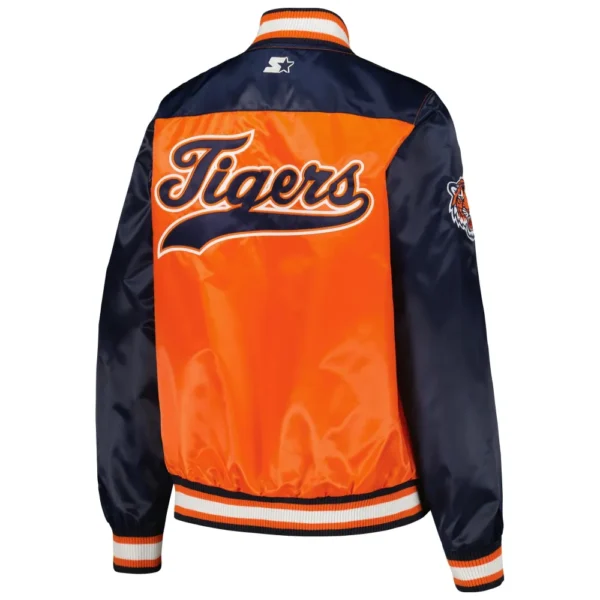 Detroit Tigers Women’s The Legend Full-Snap Orange & Navy Varsity Jacke