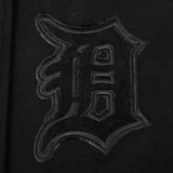 Detroit Tigers Women's Triple Black Rib-Knitted Wool & Leather Varsity Ja