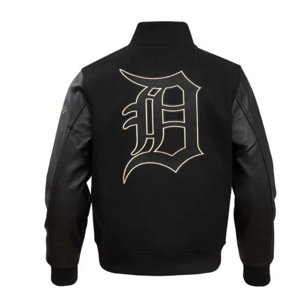 Detroit Tigers Wool & Leather Black & Gold Varsity Black Jac