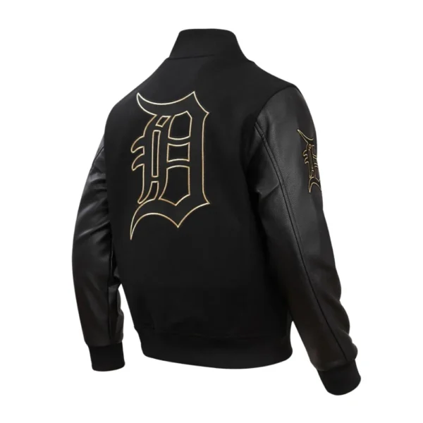 Detroit Tigers Wool & Leather Black & Gold Varsity Black Jack