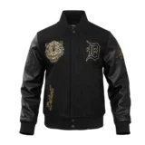 Detroit Tigers Wool & Leather Black & Gold Varsity Black Jacket