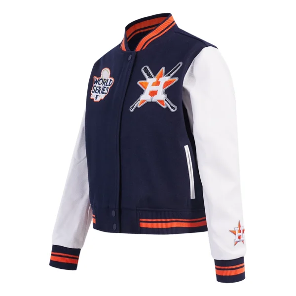 Houston Astros Mashup Women’s Rib Wool Jacket – Navy/White Varsity