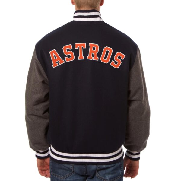 Houston Astros Two-Tone Handcrafted Logo Navy/Gray Wool Jacket Varsity