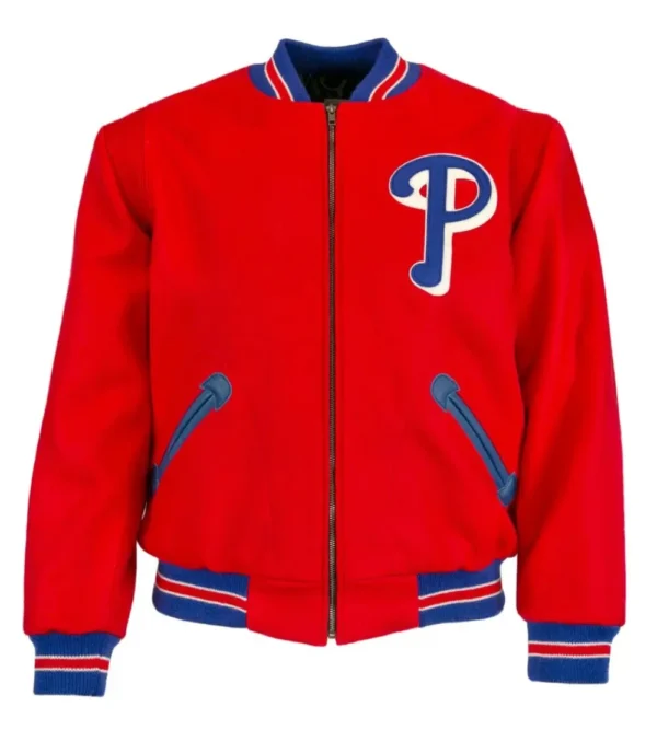 Philadelphia Phillies 1949 Authentic Wool Red Varsity Jacket