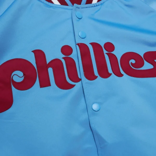 Philadelphia Phillies Full-Snap Blue Satin Varsity Jack