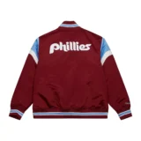 Philadelphia Phillies Team Cooperstown Rib Knitted Satin Varsity Jacket Re