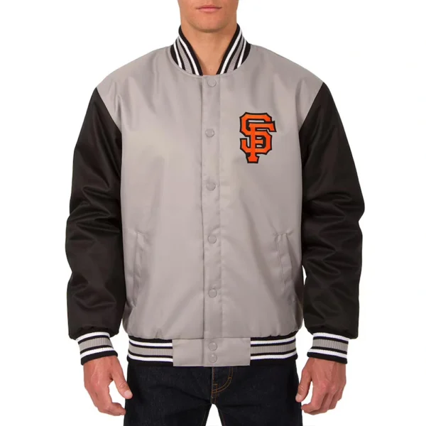 San Francisco Giants Gray & Black Youth Poly Twill Jacket