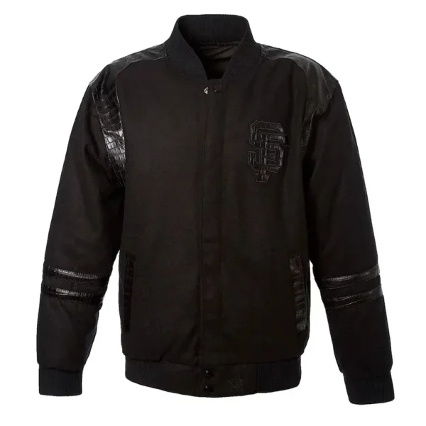 San Francisco Giants Logo Embroidered Alligator Black Wool Jacke