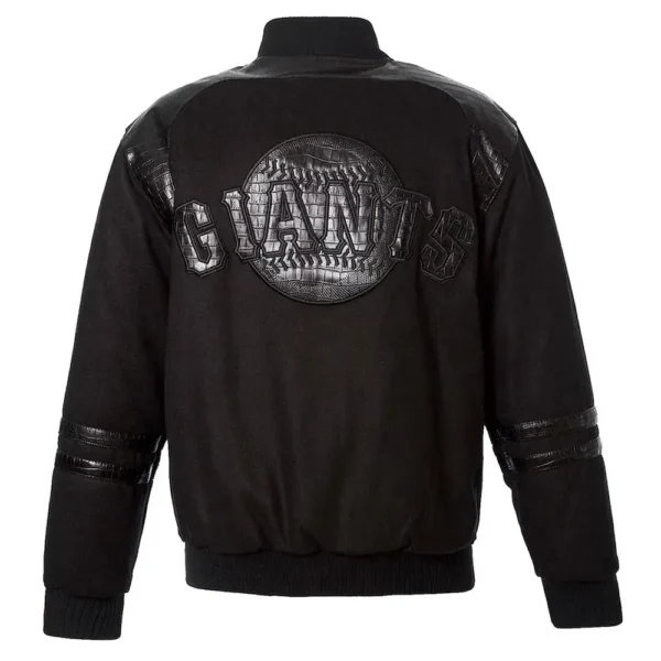 San Francisco Giants Logo Embroidered Alligator Black Wool Jacket