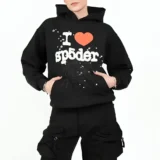 Sp5der I Heart SP5 Black Souvenir Hoodie