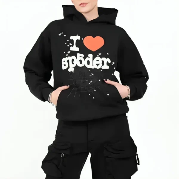 Sp5der I Heart SP5 Black Souvenir Hoodie