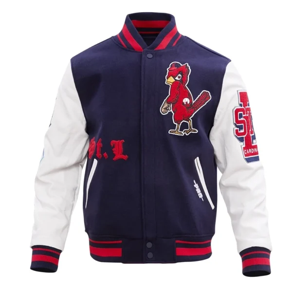 St. Louis Cardinals English Logo Old Wool & Leather Varsity Jacke