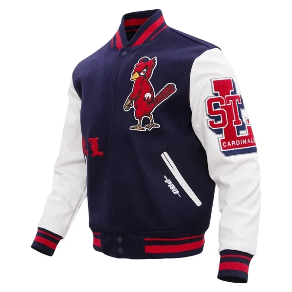 St. Louis Cardinals English Logo Old Wool & Leather Varsity Jacket