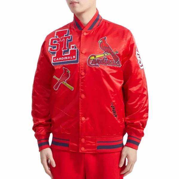 St. Louis Cardinals Mashup Full-Snap Red Satin Varsity Jacket