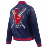 St. Louis Cardinals Mashup Full-Snap Satin Navy Varsity Jac