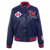 St. Louis Cardinals Mashup Full-Snap Satin Navy Varsity Jacket