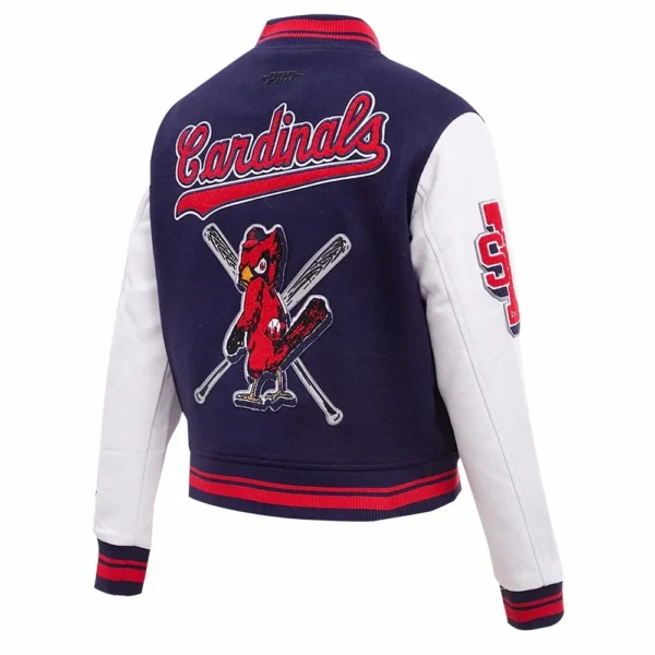 St. Louis Cardinals Mashup Woman’s Navy & white Wool & Leather Varsity Jac