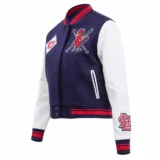 St. Louis Cardinals Mashup Woman’s Navy & white Wool & Leather Varsity Jacke