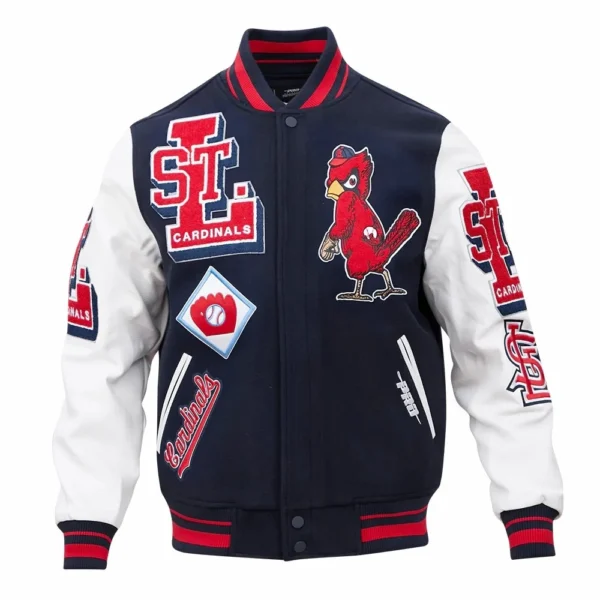 St. Louis Cardinals Mashup Wool & Leather Navy & White Varsity Jacket