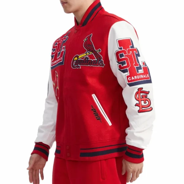 St. Louis Cardinals Mashup Wool & Leather Red & White Varsity Jacke