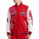 St. Louis Cardinals Mashup Wool & Leather Red & White Varsity Jacket