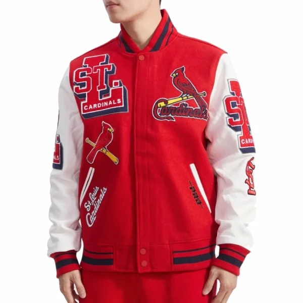 St. Louis Cardinals Mashup Wool & Leather Red & White Varsity Jacket