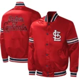 St. Louis Cardinals Midfield Full-Snap Satin Red Varsity Jac