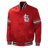 St. Louis Cardinals Midfield Full-Snap Satin Red Varsity Jacket