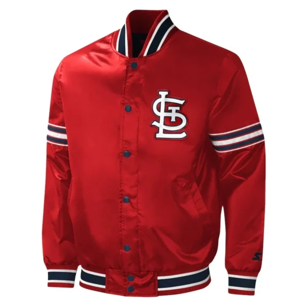 St. Louis Cardinals Midfield Full-Snap Satin Red Varsity Jacket