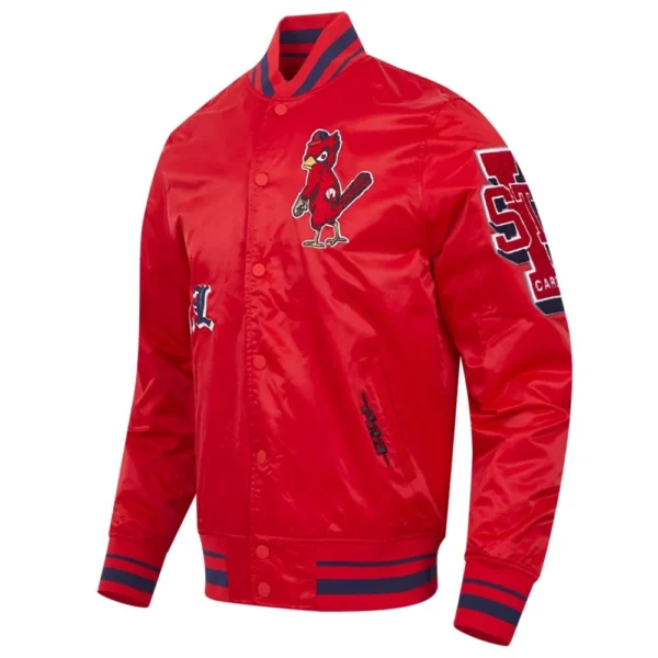 St. Louis Cardinals Old English Full-Snap Satin Red Varsity Jacke