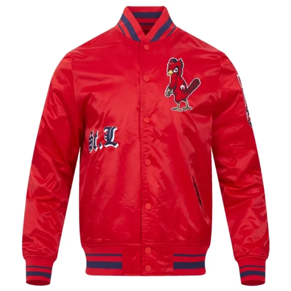 St. Louis Cardinals Old English Full-Snap Satin Red Varsity Jacket