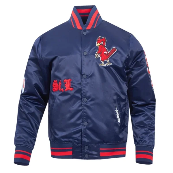 St. Louis Cardinals Old English Satin Navy Varsity Jacke