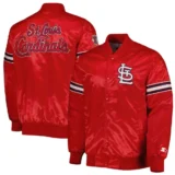 St. Louis Cardinals Pick & Roll Full-Snap Satin Red Varsity Jac