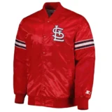 St. Louis Cardinals Pick & Roll Full-Snap Satin Red Varsity Jacket