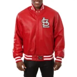 St. Louis Cardinals Real Leather Red Varsity Jacket