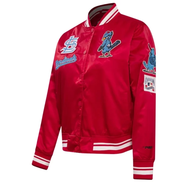 St. Louis Cardinals Retro Classic Women’s Full-Snap Satin Red Varsity