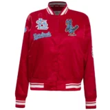 St. Louis Cardinals Retro Classic Women’s Full-Snap Satin Red Varsity Jacket