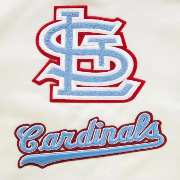 St. Louis Cardinals Retro Classic Women’s Full-Snap Satin White Varsity J