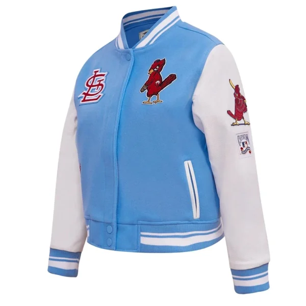 St. Louis Cardinals Retro Classic Women’s Wool & Leather – Blue&White Varsity Jacke