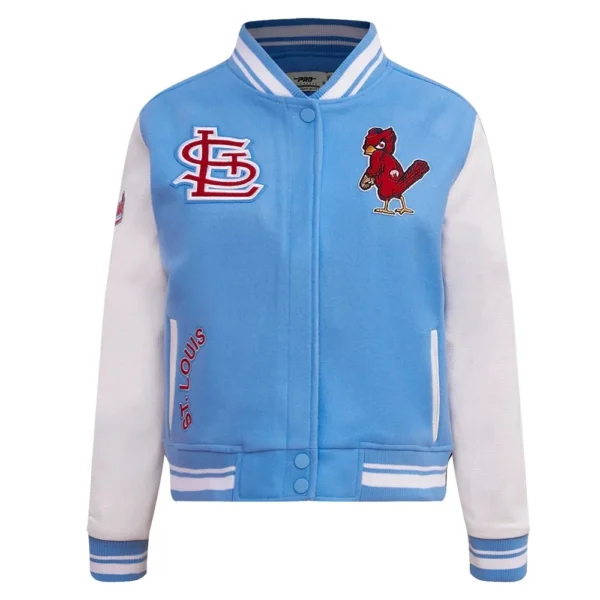 St. Louis Cardinals Retro Classic Women’s Wool & Leather – Blue&White Varsity Jacket