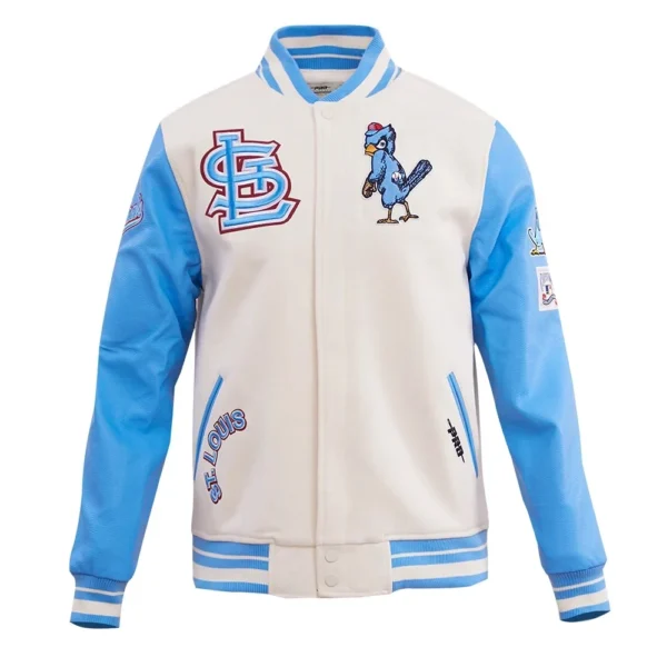 St. Louis Cardinals Retro Classic Wool & Leather – White & Blue Varsity Jacke