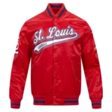 St. Louis Cardinals Script Tail Satin Red Varsity Jacke